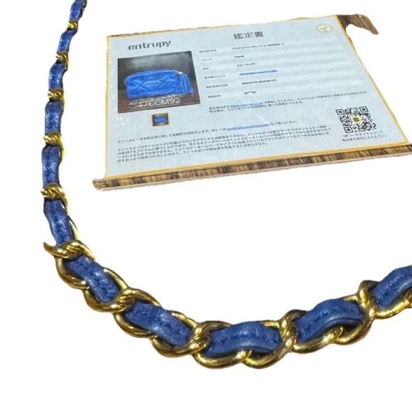 CHANEL Quilted Tassel CC Camera Bag Case Blue Lambskin Auth 1980s Crossbody - Picture 16 of 16